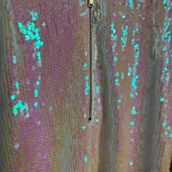 Fashion Nova sassy sequin dress- M-feather hem, deep V neck - Picture 8 of 8